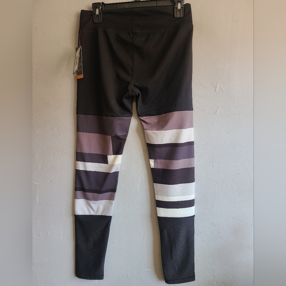 NEW women's medium MTA Perf fast dri dry athletic leggings black gray colorblock - Picture 5 of 6